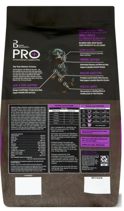 Pur Balence Pro+ Small Breed Chicken & Pea Recipe Dry Dog Food, for Small Breeds & All Life Stages 8 lbs (8LBS Bag)