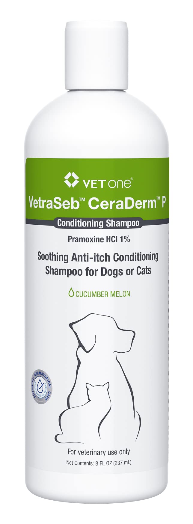 VetOne Dog Shampoo and Conditioner - VetraSeb CeraDerm Conditioning Shampoo for Dogs, Cat Friendly, Cucumber Melon Sensitive Skin Dog Shampoo, 8 oz.