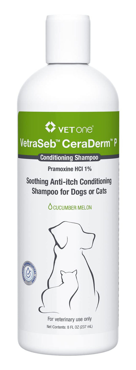 VetOne Dog Shampoo and Conditioner - VetraSeb CeraDerm Conditioning Shampoo for Dogs, Cat Friendly, Cucumber Melon Sensitive Skin Dog Shampoo, 8 oz.