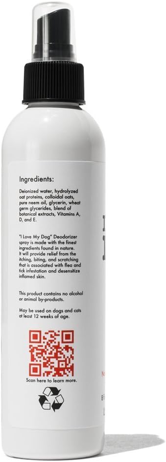 Dog Deodorizer Spray, All Natural Grooming Product with Oatmeal and Neem, Keep Your Dog Fresh and Itch Free Between Baths, Relieves Skin Irritation for Sensitive, Dry and Itchy Skin