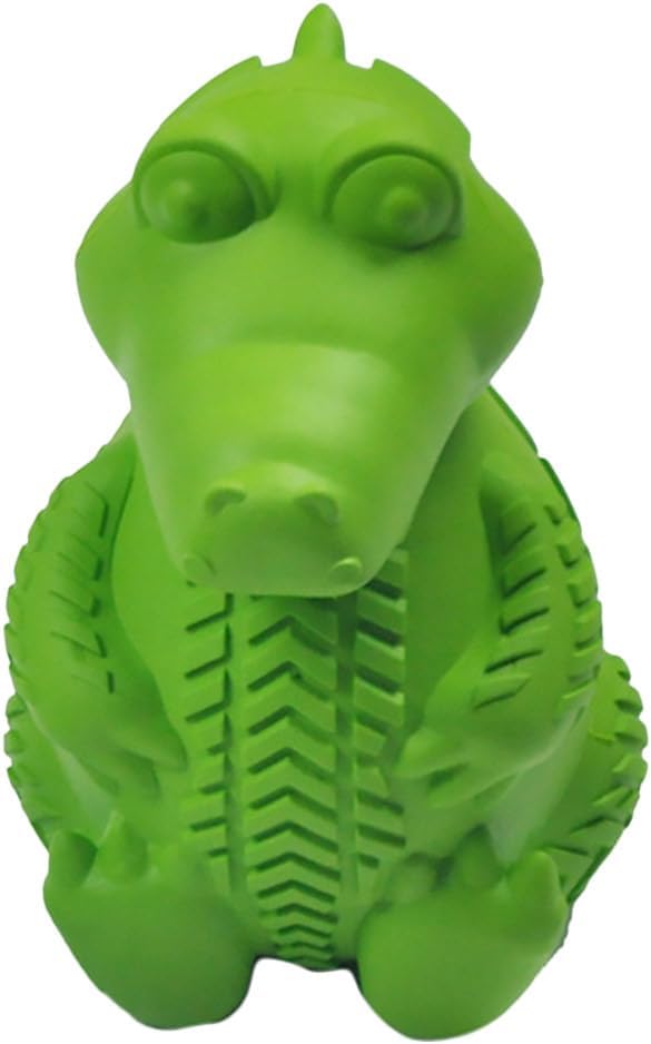 TEHAUX Rubber Pet Teething Toy, Dog Chew Toy for Teeth Cleaning Care - Interactive Treat Dispenser for Puppies Small Dogs - & Teething Relief Green 3X3X4.7 Inches