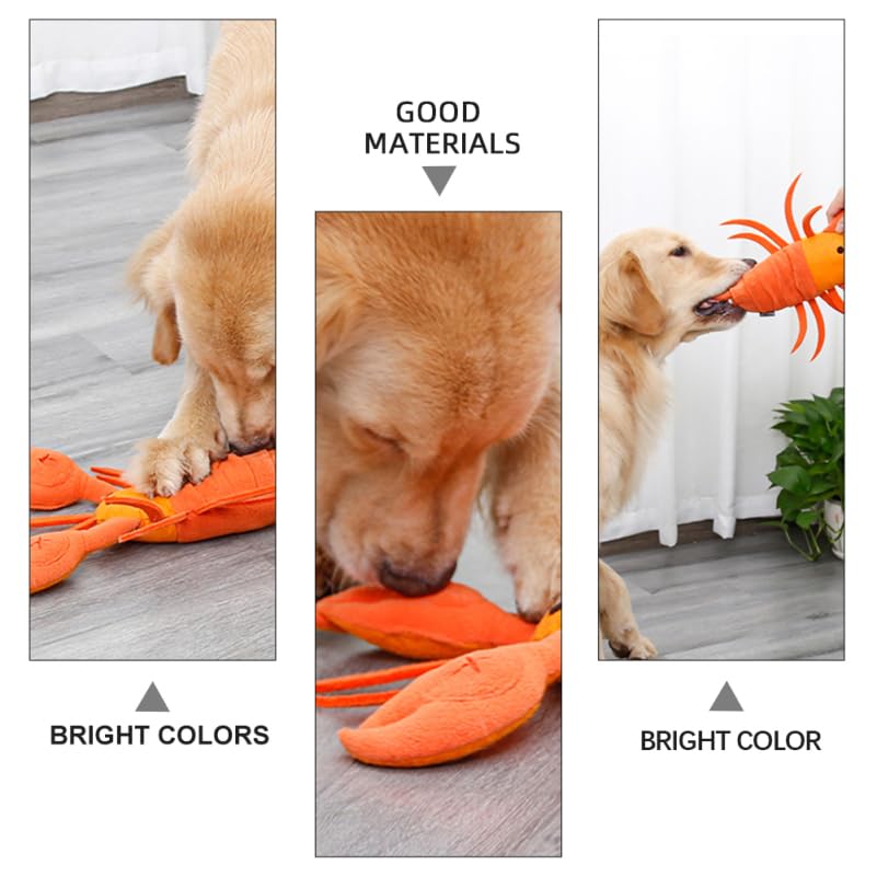NOLITOY Lobster Dog Snuffle Toy, Interactive Pet Cute Squeaky Puppy Chew Toy for Small Middle Big Dog