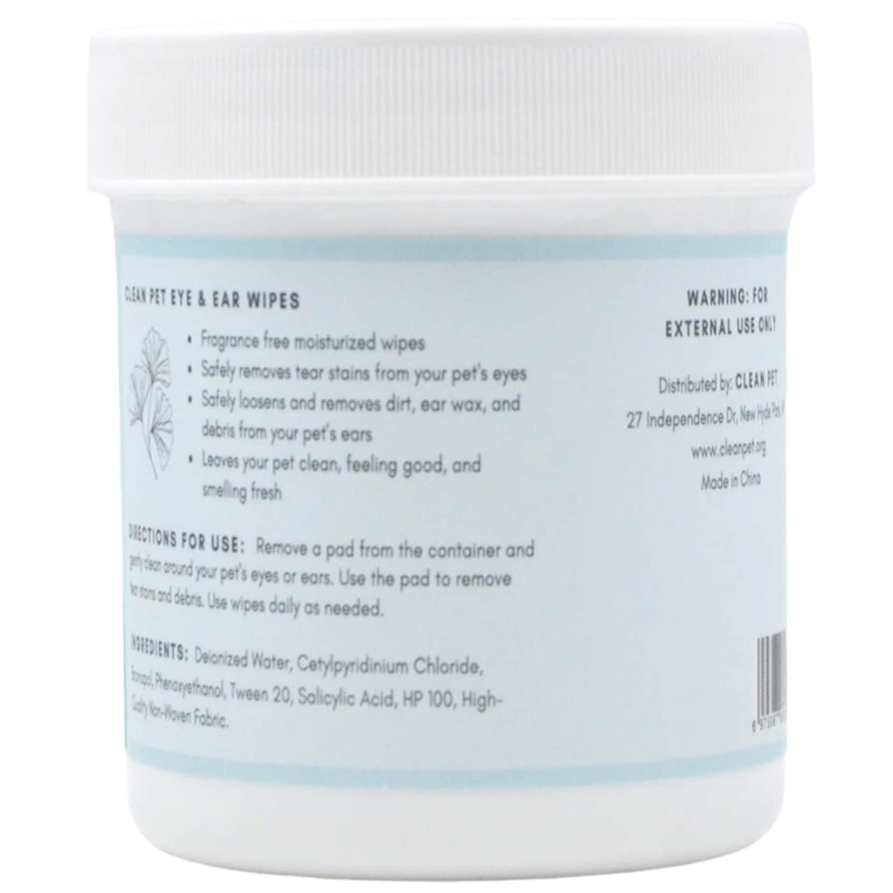 Clean Pet Veterinary Eye & Ear Wipes for Dogs & Cats - Removes Tear Stains & Infection Treatment - Hypoallergenic Unscented - 100 Count