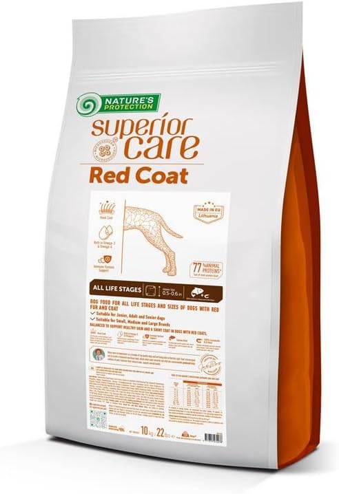 Nature's Protection Superior Care Grain-Free Dry Dog Food - High Protein, Coat Shine Dog Food for All Breeds Red Coated All Life Stages Dogs, Fresh Pet Meal, Salmon, 22 lb