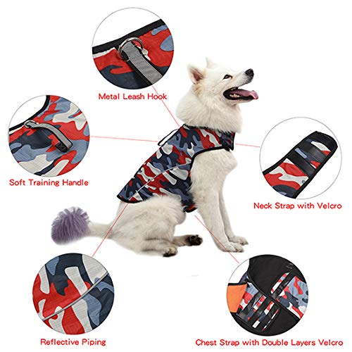 Dog Anxiety Jacket- Keep Calmig Vest Reflective Thunder Coat with D-Ring and Training Handle for Small Medium Large Dogs,Camouflage