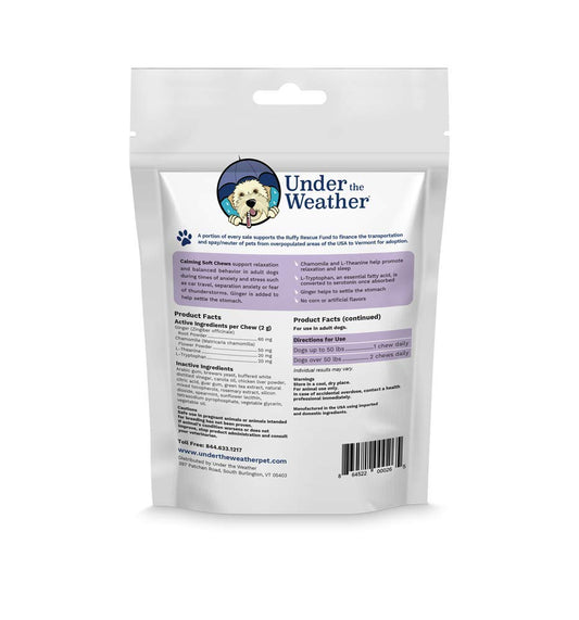 Under the Weather Pet Soft Dog Chew Supplements for Calming and Probiotics | Supports Relaxation and Normal Emotional Balance in Dogs (Calming, 60 Count)