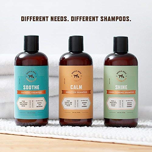 Rocco & Roxie Supply Co. Dog Shampoo and Conditioner - Soothe Oatmeal Shampoo for Itch Relief, Calm Hypoallergenic Shampoo for Sensitive Skin, and Shine Argan Oil Pet Wash - Puppy Bathing Supplies