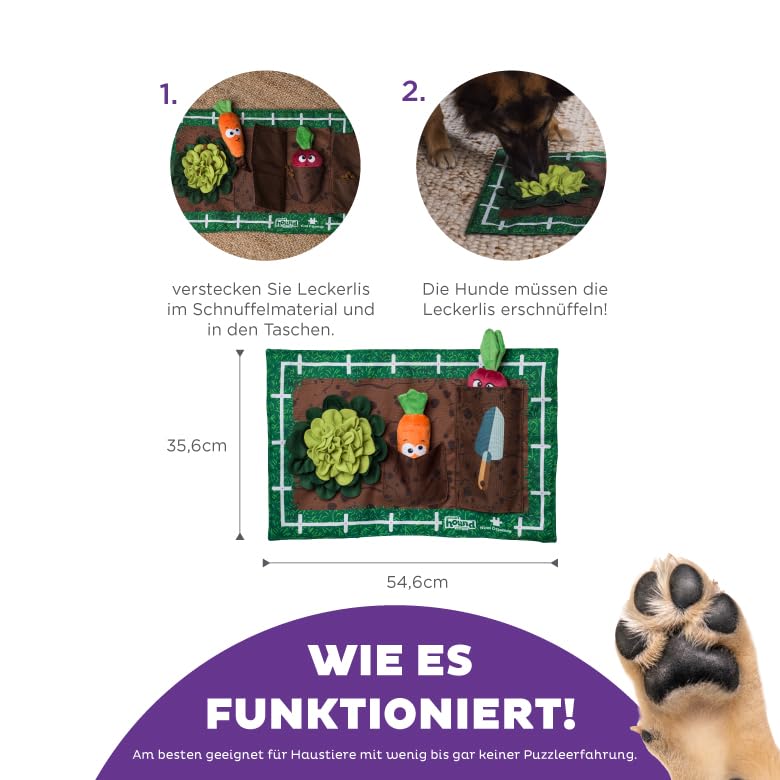 Outward Hound by Nina Ottosson Activity Matz Garden Game Plush Dog Puzzle Mat Dog Enrichment Dog Toy, Level 2 Intermediate, Multicolored