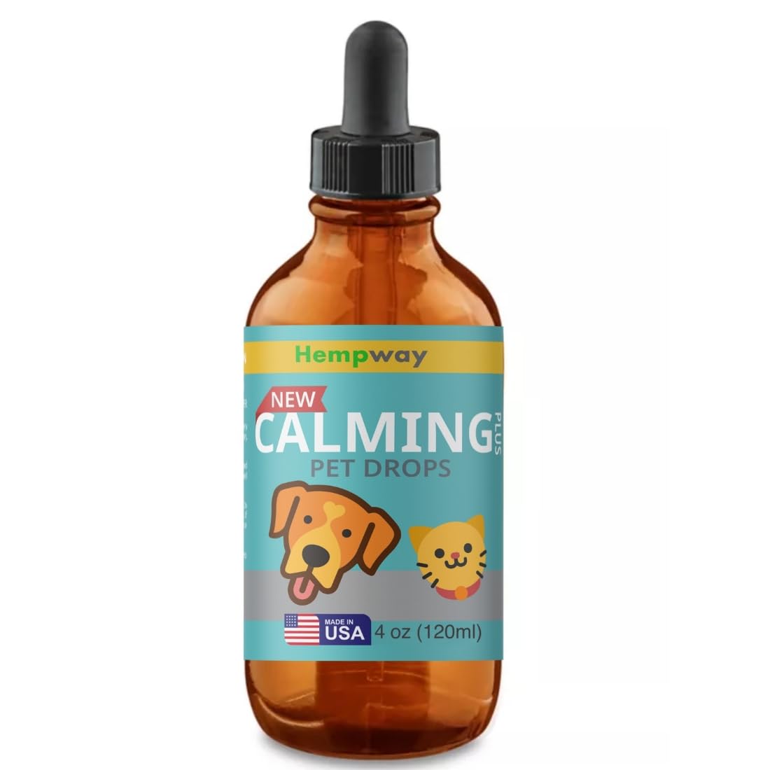 HEMPWAY Dog Cat Calming Drops Organic Made in USA | Anti-Separation Natural Dog Cat Calming Formula for Well-Being and Comfort | Bacon Flavor 4 oz (120 ml) - 120 Servings