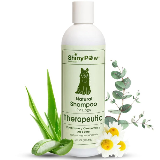 Shiny Paw Dog Shampoo Itchy Skin Relief 16 oz | Hypoallergenic Dog Wash | Eucalyptus, Chamomile & Aloe Vera | Dog Shampoo Sensitive Skin & Smelly Dogs | Made in USA