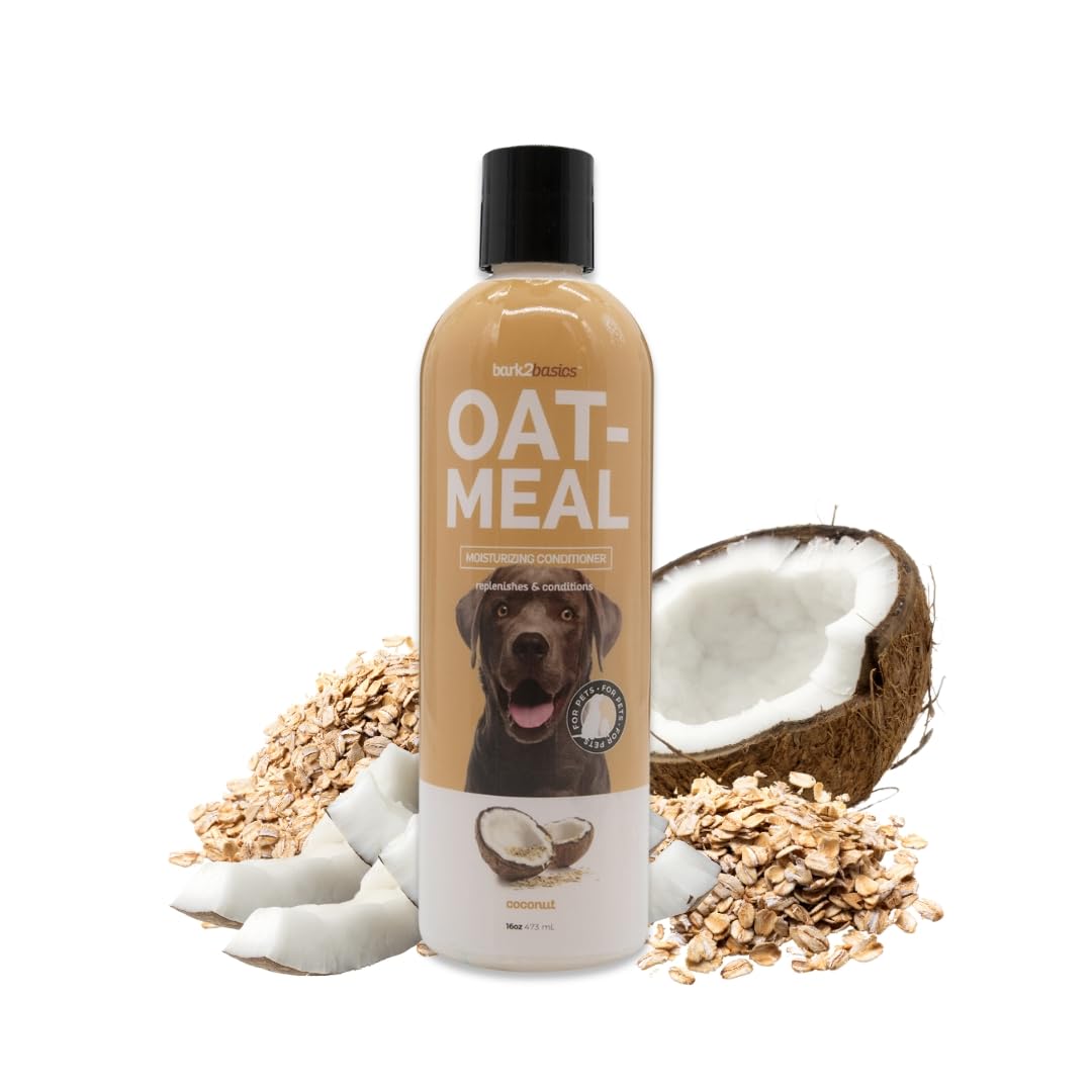 Bark2Basics Oatmeal Dog Conditioner, 16 oz - Natural Colloidal Oatmeal, Moisturizing, Relieves Dry Itchy Skin, Eliminates Static, Coconut Fragrance