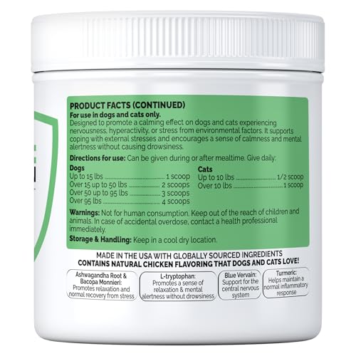 Seizure Support and Calming Aid for Dogs and Cats - All Natural Epilepsy and Seizure Aid. Ashwagandha, Blue Vervain, Valerian, L-tryptophan, L-Taurine, Chamomile, Milk Thistle, Turmeric.
