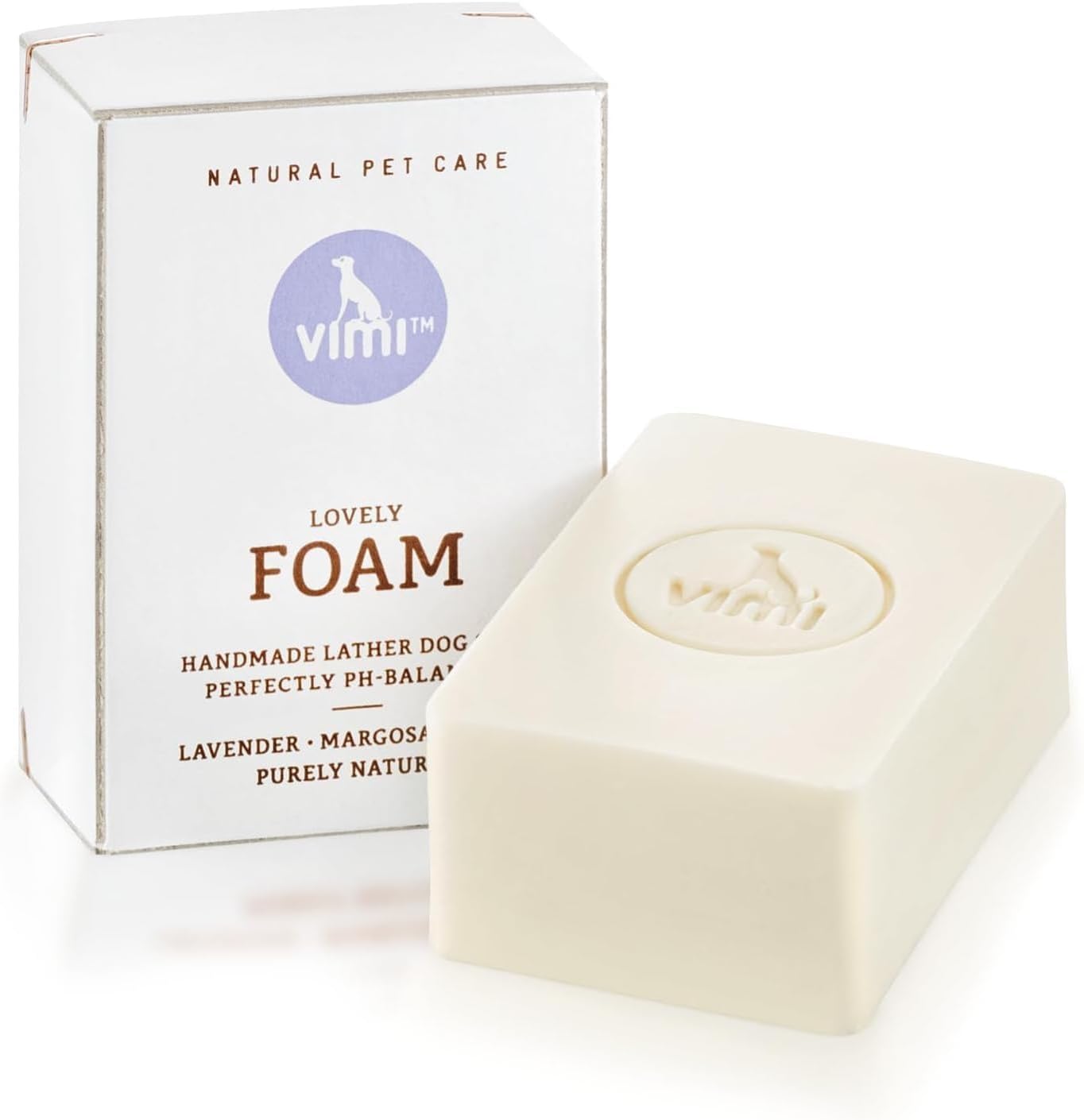 animaux vimi – Lovely Foam Dog Shampoo for Sensitive Skin - Handmade Lather Dog Soap for Extra Shine - Relief for Dry, Itchy Skin - Purely Natural & Certified Organic Ingredients - Lavender - 3.53 oz