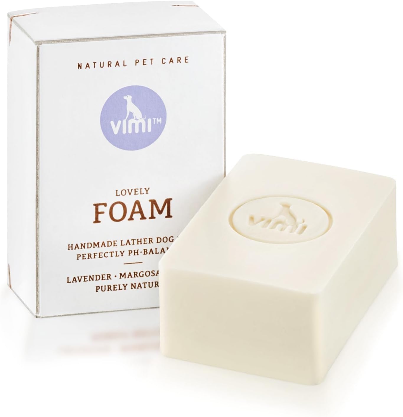 animaux vimi – Lovely Foam Dog Shampoo for Sensitive Skin - Handmade Lather Dog Soap for Extra Shine - Relief for Dry, Itchy Skin - Purely Natural & Certified Organic Ingredients - Lavender - 3.53 oz