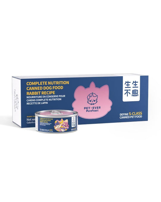 PET-EVER PureFeast Rabbit Recipe Wet Dog Food, Grain Free - BPA Free - Natural Raw Dog Pate Food (Pack of 6) 3.5 Ounce Cans