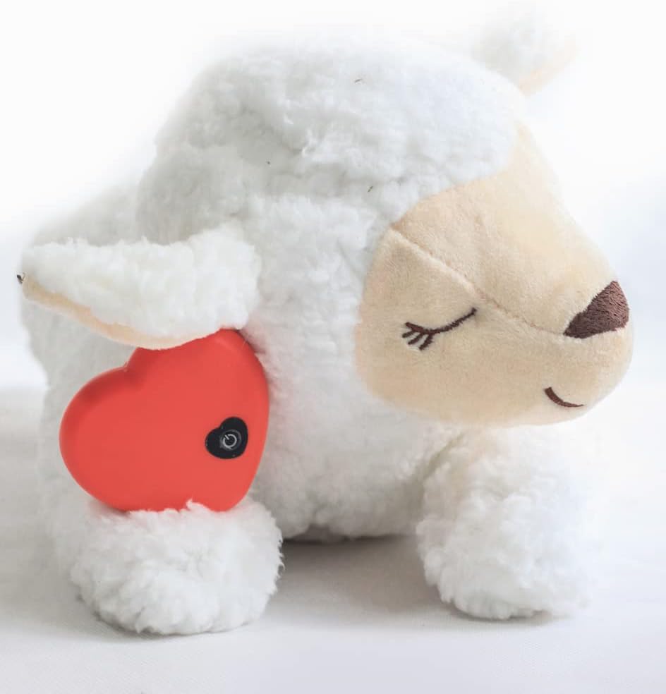 HonourHope Dog Heartbeat Toy for Anxiety Relief, Soft Plush Pet Calming Aid - Sheep