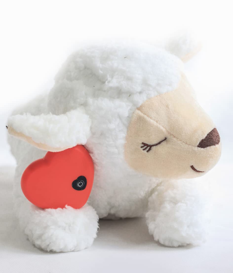 HonourHope Dog Heartbeat Toy for Anxiety Relief, Soft Plush Pet Calming Aid - Sheep