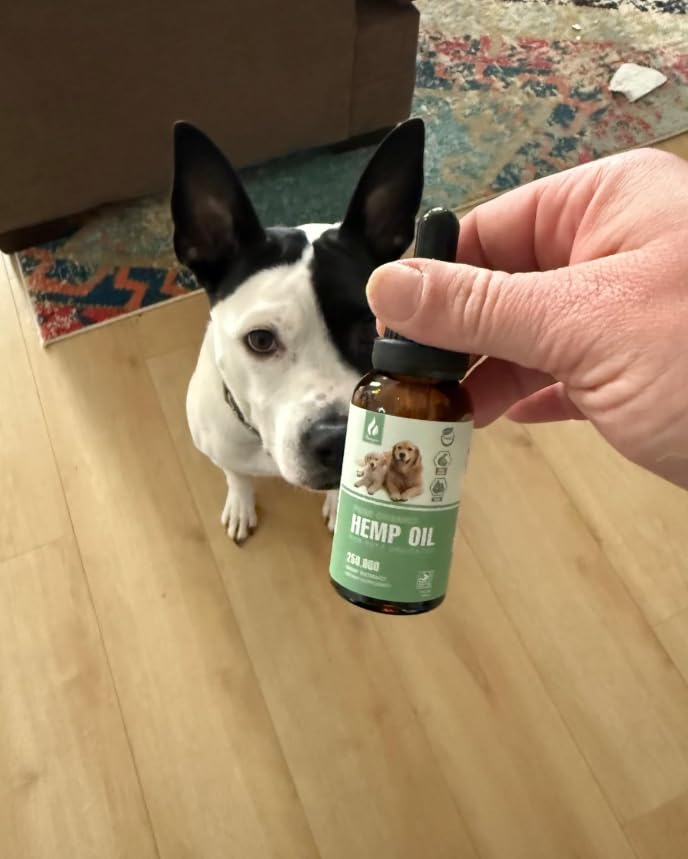 Pet Hemp Oil for Dogs Cats - Organic Hemp Extract Calming Drops, Helps Anxiety Stress Relax, Hip Joint Pain Relief Sleep Aid, Rich in Omega 3 6 9 Vitamin E