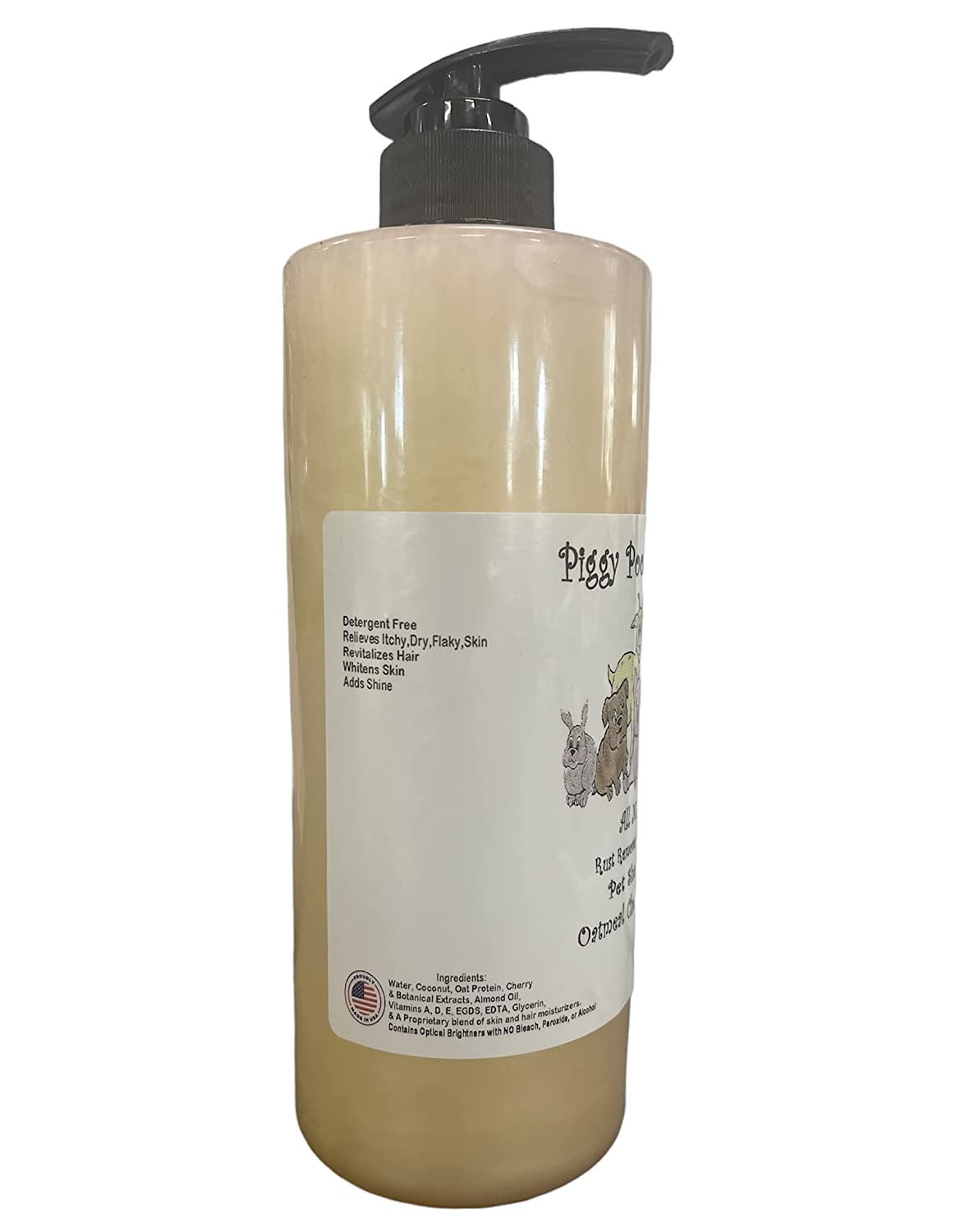 Piggy Poo and Crew Pet Shampoo and Shampoo Scrub Brush (Oatmeal Cherry) - for Pigs Dogs and Other Small Animals
