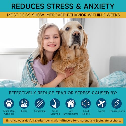 Woyamay Dog Calming Diffuser - Dog Pheromones Calming Diffuser for Dog Anxiety Relief 6-in-1 Dog Pheromone Diffuser Kit with 2 Diffuser + 4 Refill 48ml Vial - 120 Days Pheromone Diffuser to Calm Dogs