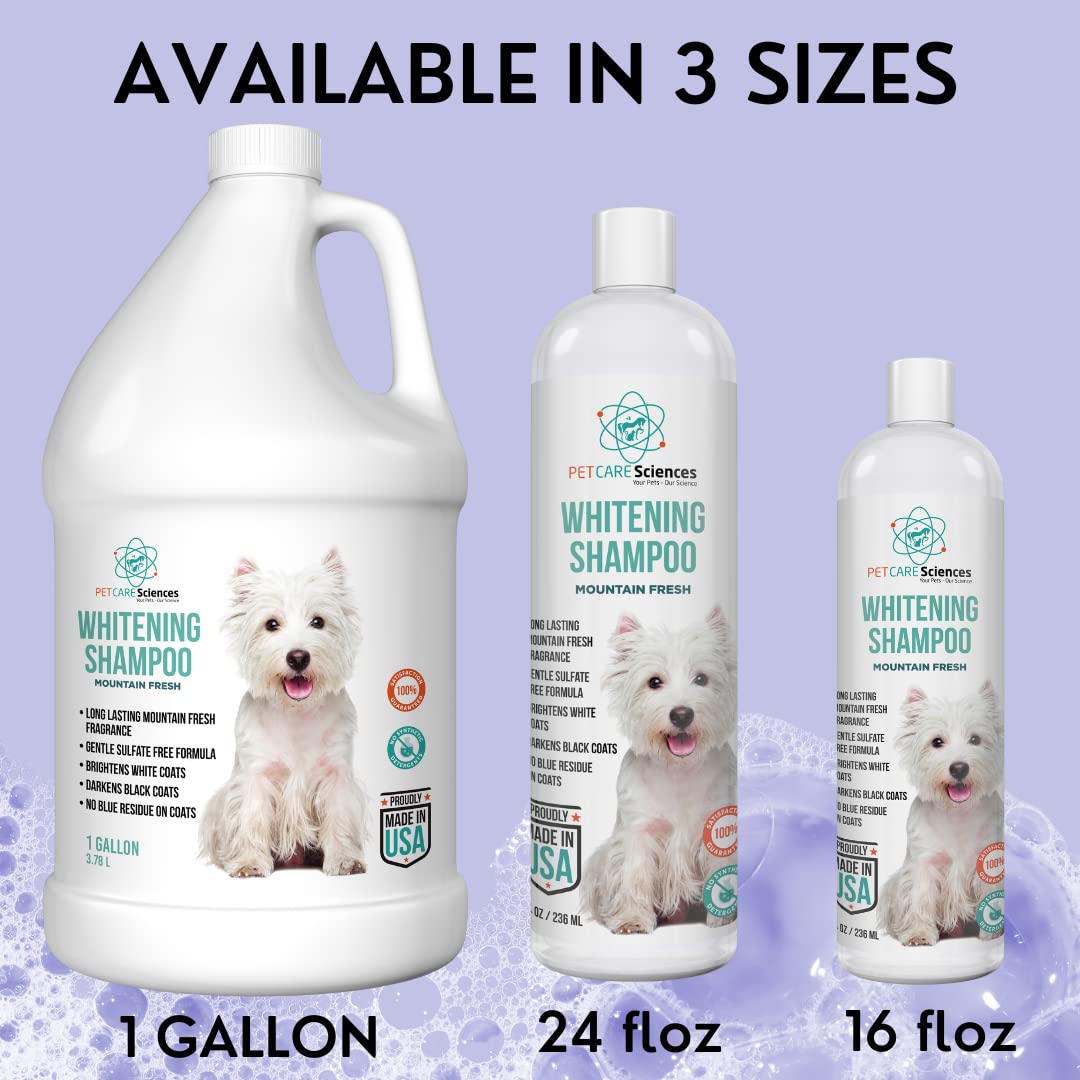PET CARE Sciences 1 Gallon Dog Whitening Shampoo - Dog Shampoo for White Dogs - Puppy Shampoo for White Coats - Hair and Fur Whitener for Dogs - Made in The USA