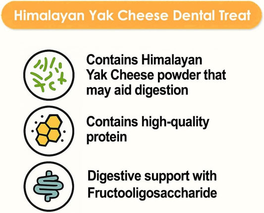 Fabrechew KI-You Himalayan Yak Cheese – Soft & Nutrient-Rich Dental Treat for Dogs with Unique Cleaning Shape, Gentle on Teeth, Supports Gut & Oral Health, Less-Mess Formula (Treat - Small Type)