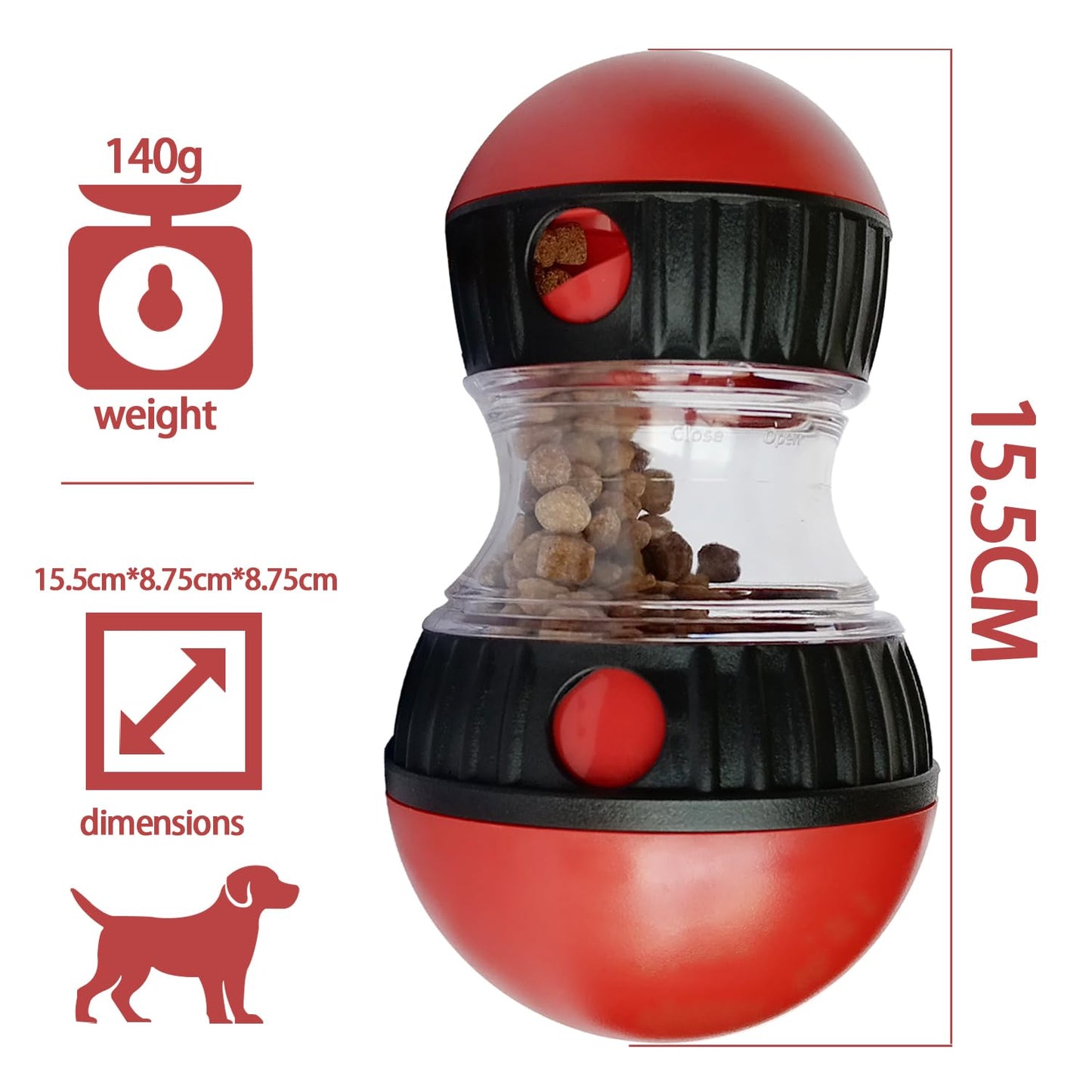 Meng Dog Food Puzzle Toys, Adjustable Dog Treat Dispensing Dogs Toys, Interactive Chase Slow Feeder for Boredom and Stimulating, IQ Training for Small Medium Dogs