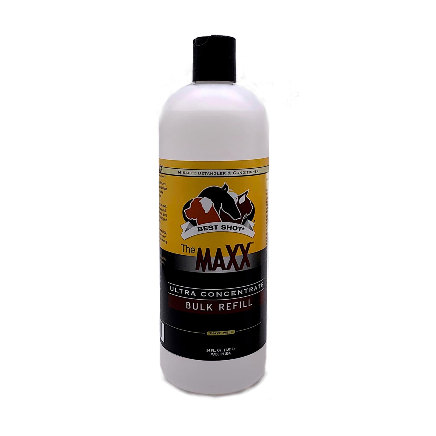 Best Shot The MAXX Ultra Concentrate Miracle Detangler and Conditioner, Moisturizing Conditioner for Pets, Hypoallergenic, 34 Oz.