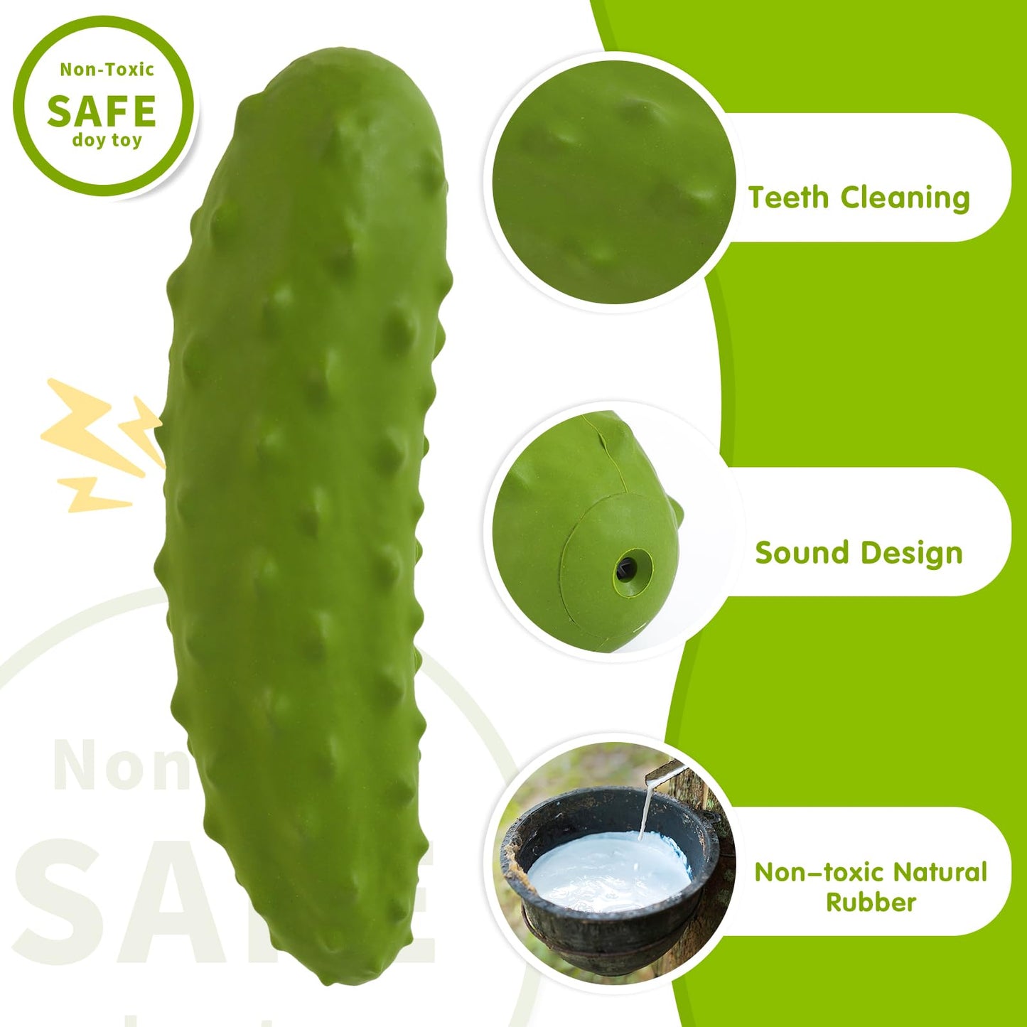 LIFLIX Tough Squeaky Dog Toys, Durable Dog Chew Toy with Natural Rubber, Teething Toys for Medium Large Breeds, Cucumber Pickle Shape