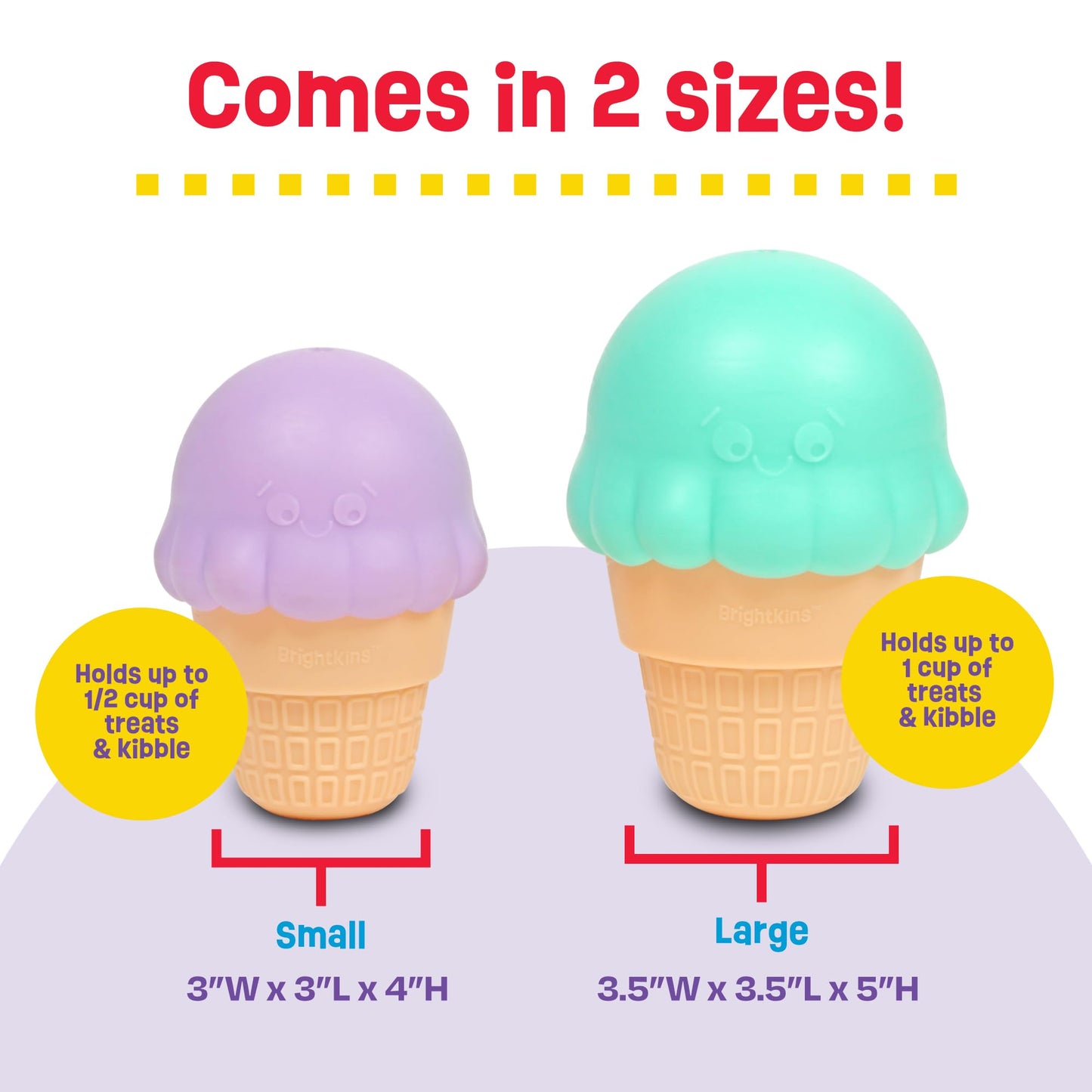 Brightkins Large Ice Cream Treat Dispenser, 2 Pieces, Dog Enrichment Toys, Dog Chew Toys, Interactive Gift for Puppies