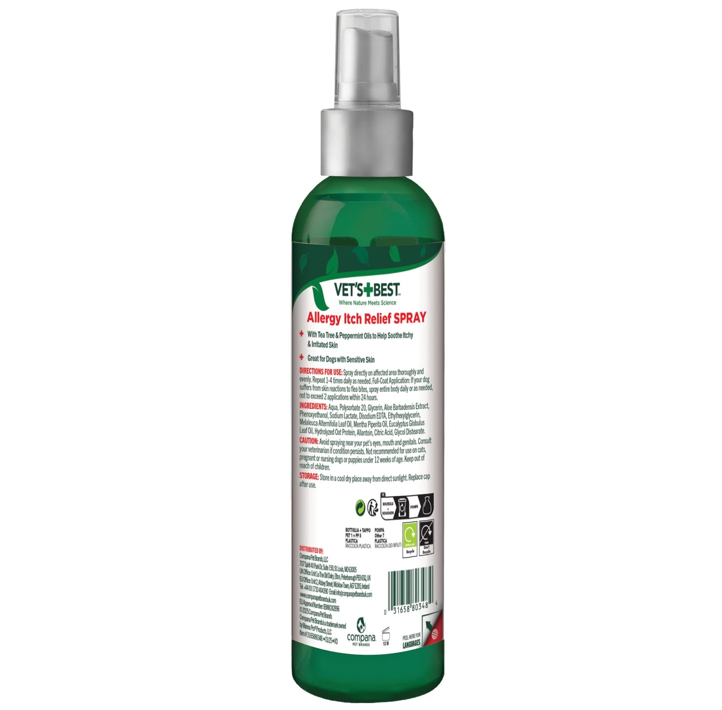 Vet's Best Allergy Itch Relief Spray for Dogs | Soothes Dog Dry Skin | Relieves The Urge to Itch, Lick, and Scratch | 8 Ounces