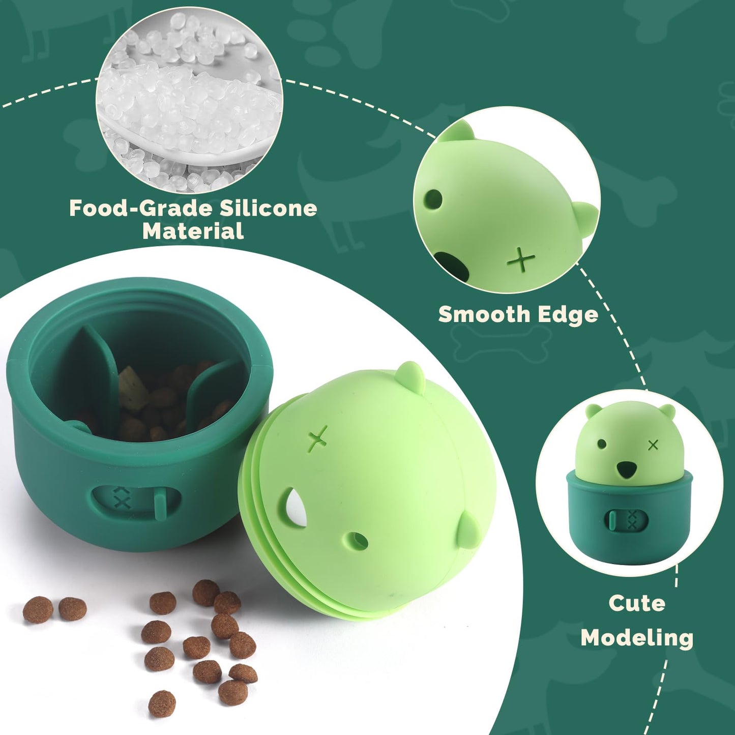 Silicone Dog Slow Feeder Toy - Interactive Puzzle Feeder & Food Dispenser for Small & Large Dogs - Enrichment Toys for Mental Stimulation - Fun Puppy Chew Toys & Cat Treat Dispenser to Keep Pets Busy