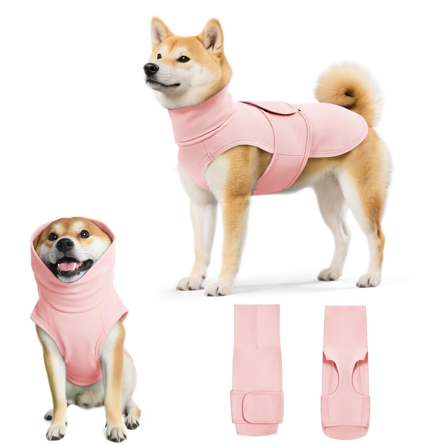 Dog Anxiety Calming Vest Adjustable Turtleneck Thunder Shirt Jacket for Fireworks, Separation, Vet Visits, Pet Hoodie for Large Medium Dogs