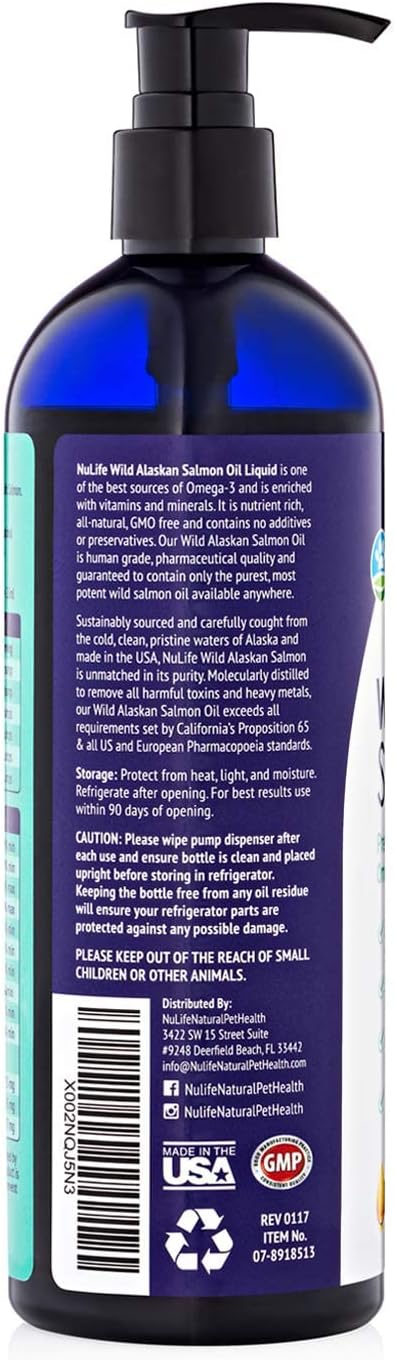 Liquid Fish Oil for Dogs with Omega 3, 6 & 9 Fatty Acids, Wild Caught from Iceland, Skin and Coat Supplement for Shedding, Itchy Skin, Allergies, Brain and Heart Health, Rich in EPA + DHA - 12 oz