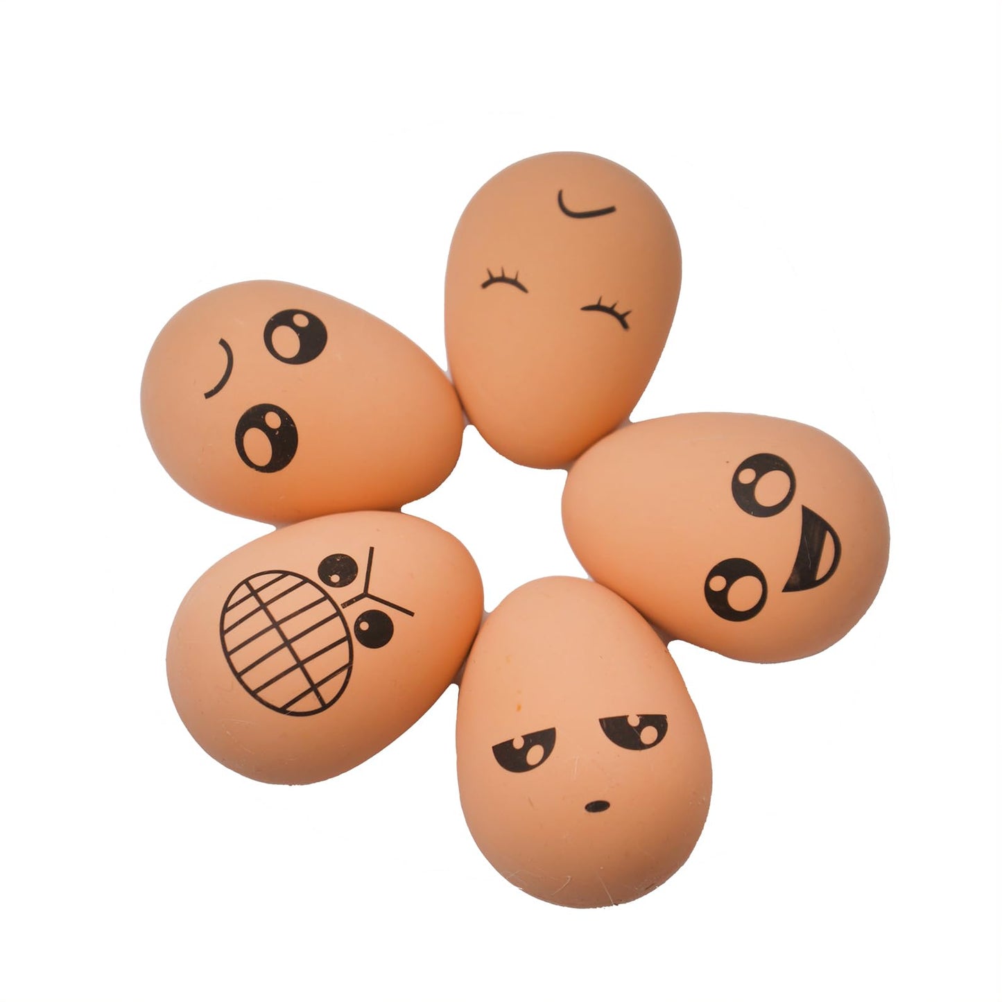 PETONA Easter Soft Rubber Bouncy Eggs Bouncy Balls Pet Toys, Interactive Fetch Bouncing Balls Dog Bite Cat Teeth Toy, Puppy Toys 6 PCs, Funny Happy Face