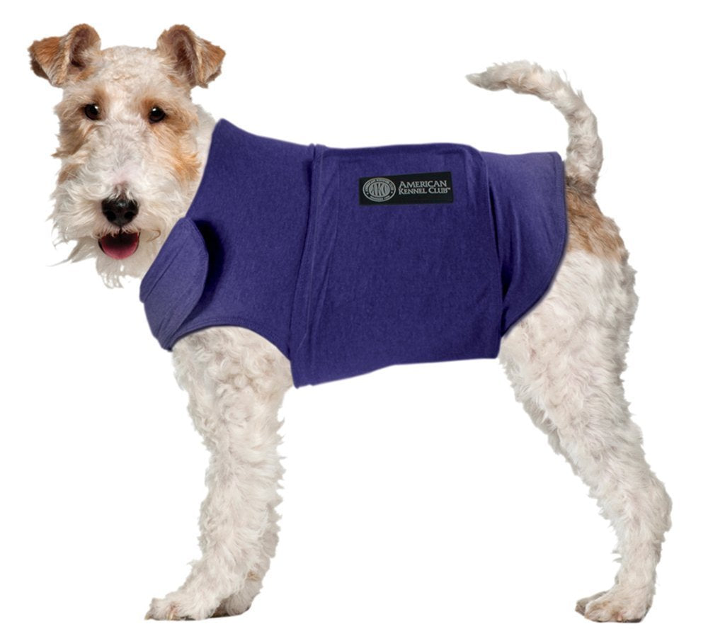 AKC - American Kennel Club Anti Anxiety and Stress Relief Calming Coat for Dogs, Essential for Thunderstorm season and 4th of July Fireworks- Blue, Medium
