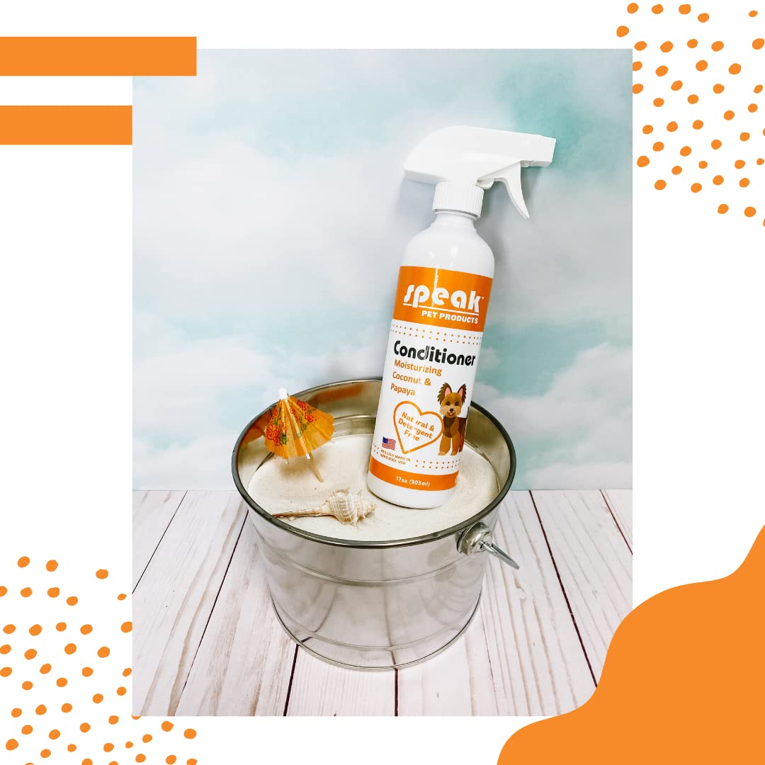Speak Pet Products Dog Natural Leave-in Conditioning Spray Refill with Pump, Moisturizing Coconut Papaya, 1 Gallon
