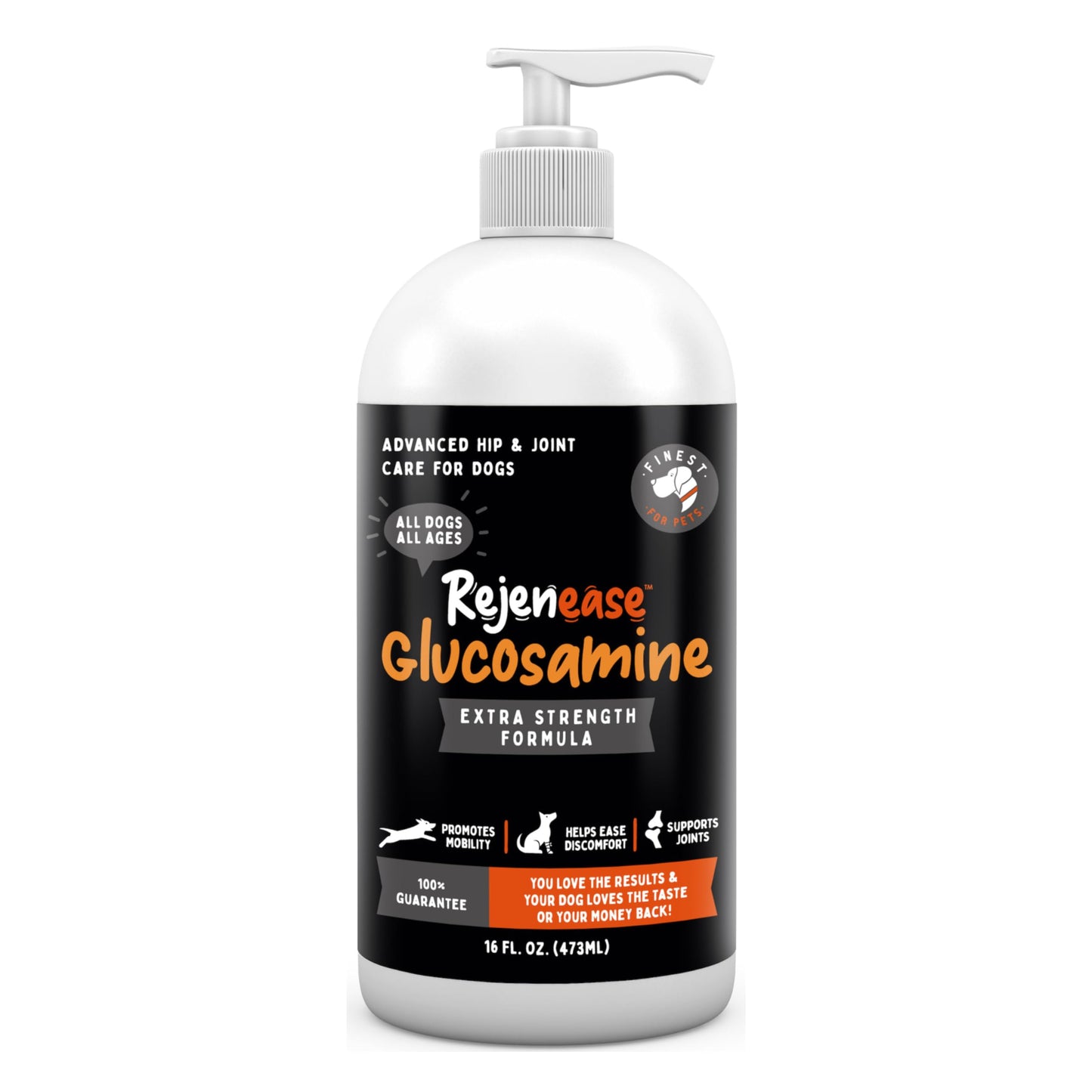 Premium Liquid Glucosamine Hip and Joint Supplement for Dogs - Fast Natural Arthritis Pain Relief and Better Mobility - Extra Strength with Chondroitin MSM and Hyaluronic Acid. Made in USA 16oz.