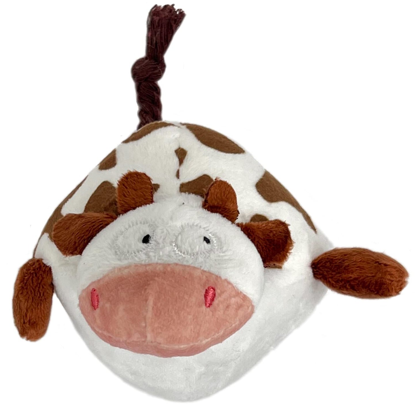 Glory To Dog Roly-Poly Cow Plush Dog Toy with Krinkle and Squeaker for Small and Toy Breed Dogs