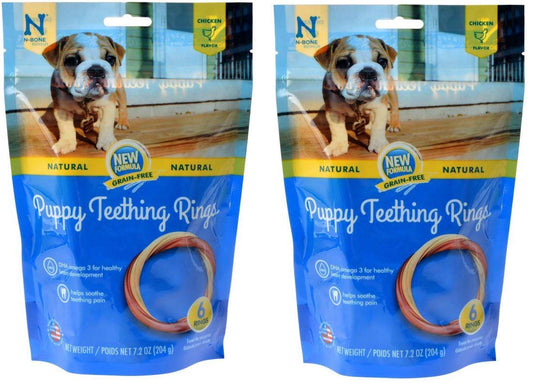 N-Bone Grain Free Puppy Teething Rings - Chicken Flavor 6 Count - Pack of 2