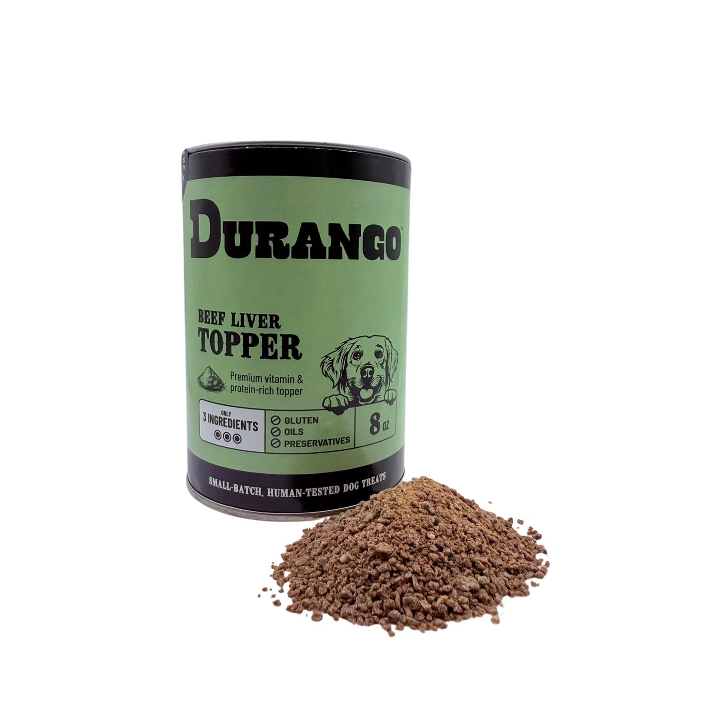 Durango High-Protein Dog Food Topper - Rich Beef Liver Meal Enhancer for Picky Eaters - Limited Ingredient Kibble Booster - 8 oz Tin - Made in USA - Plastic-Free - Easy to Scoop - 60 Servings