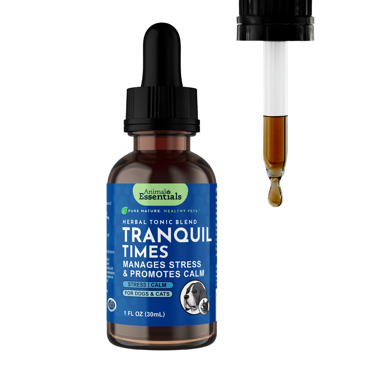 Animal Essentials Tranquility Blend for Dogs & Cats - Calming Supplement, Valerian Root, Liquid Drops, Herbal Formula - 1 Fl Oz