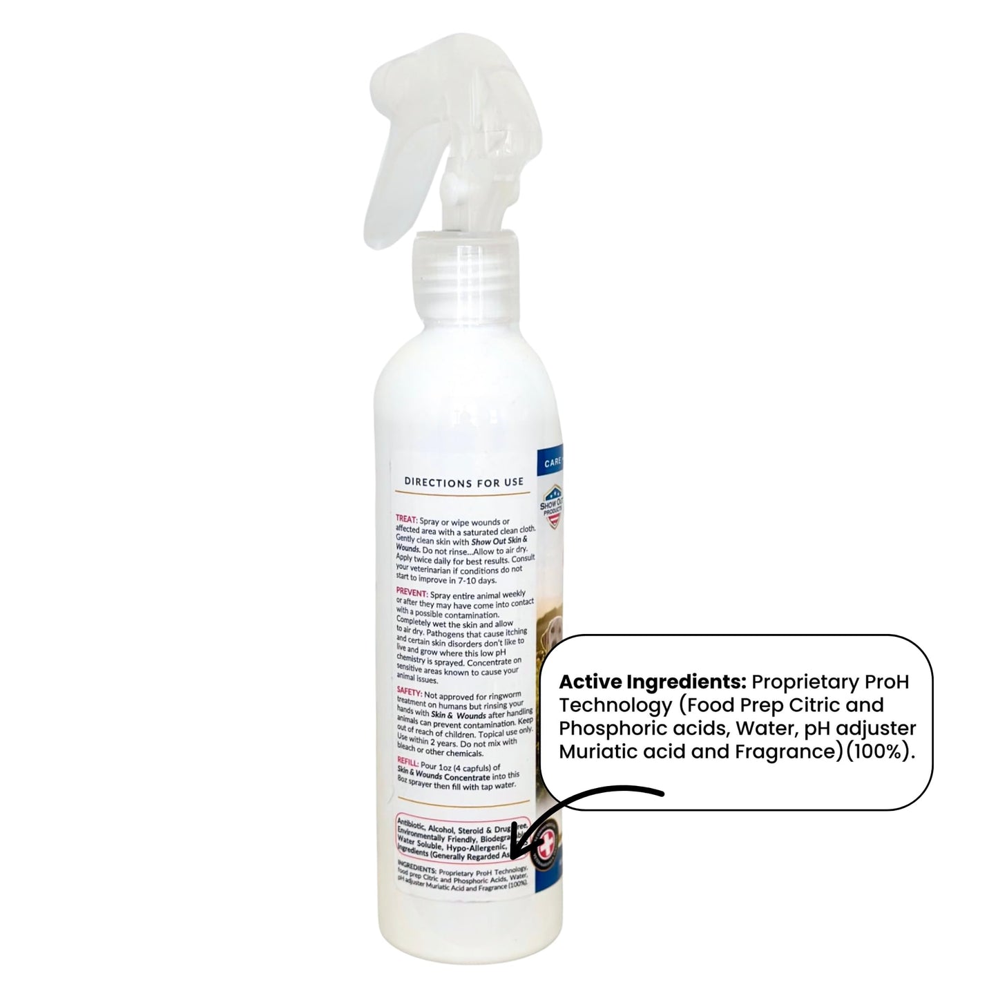 Show Out Skin & Wounds Spray for Dogs & Cat - Remedy for Dog Hot Spot, Dry Skin, Rash, Skin Infection, Ringworm, Mange, Itchy Paws, Irritation on Skin, Skin Allergy, Wound Care (8 Ounces)