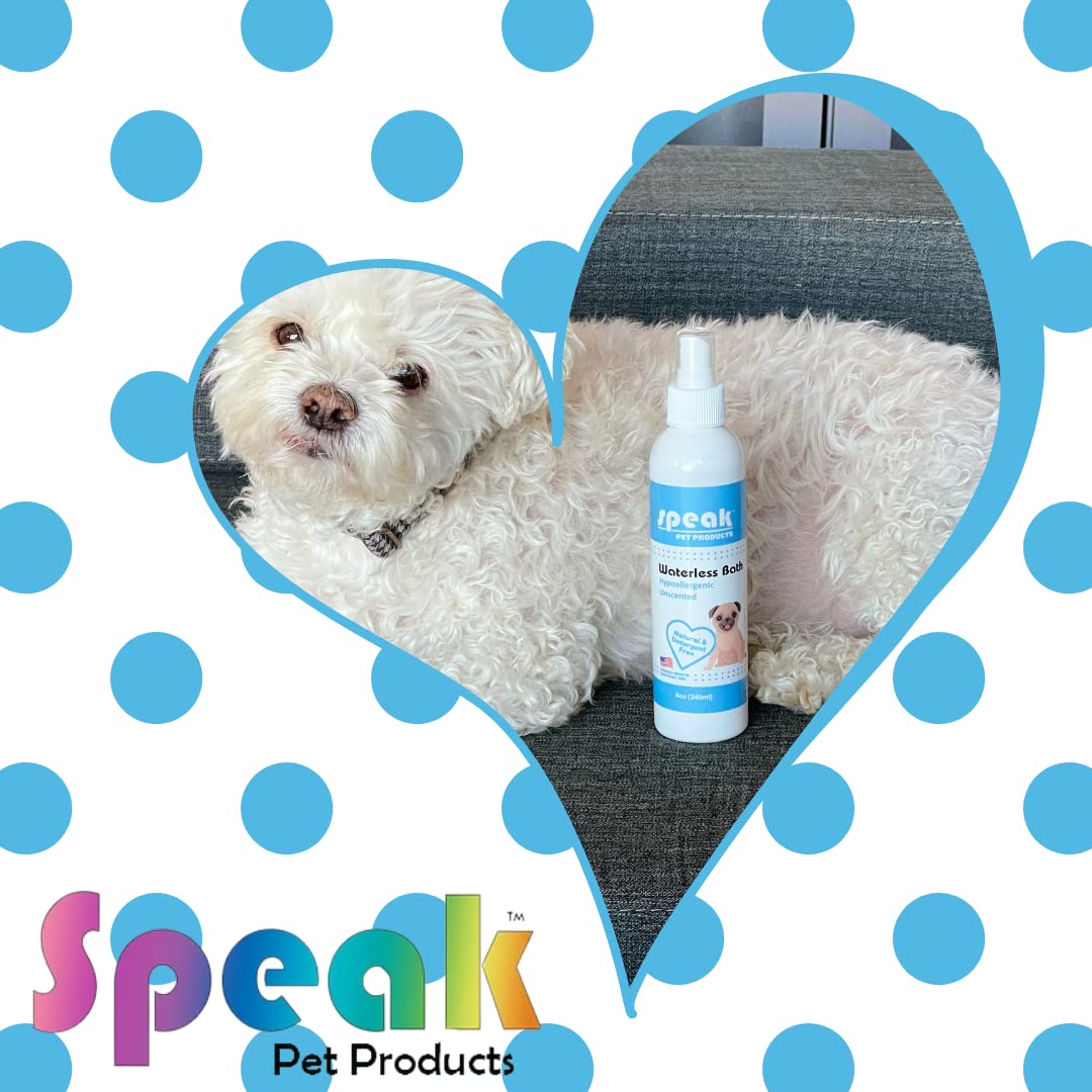 Speak Pet Products Natural Waterless Bath Spray, for Dogs, Hypoallergenic Unscented, 8oz
