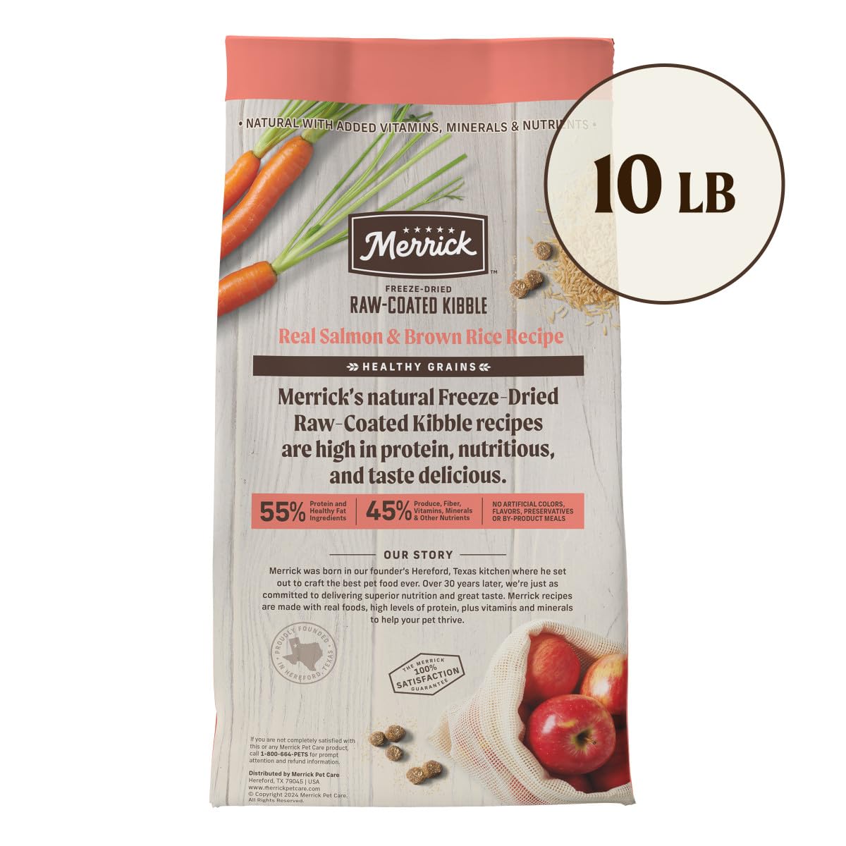 Merrick Healthy Grains Freeze Dried Raw Coated Kibble, Natural High Protein Dog Food, Salmon and Brown Rice - 10.0 lb. Bag
