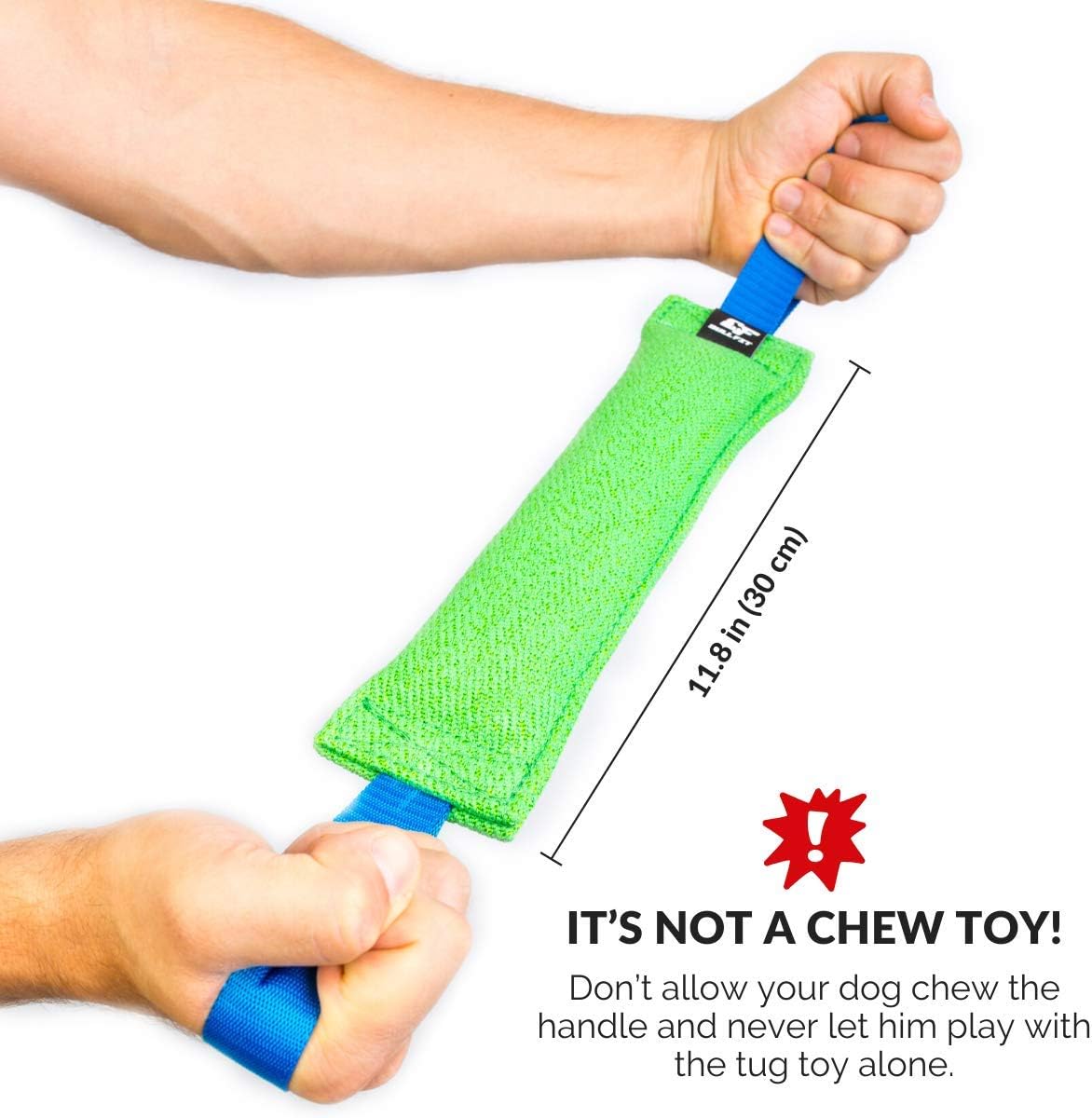 Bull Fit K9 Dog Bite Tug Toy with 2 Strong Handles - Made of Durable & Tear-Resistant French Linen - Perfect for Tug of War, Fetch & Puppy Training - Ideal for Medium to Large Breeds