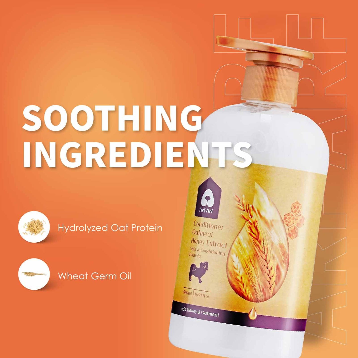 Arf Arf Oatmeal Dog Shampoo & Conditioner Bundle – Anti-Itch, Allergy Relief & Moisturizing Honey Formula | Ideal for Sensitive Skin, Boosts Coat Shine (2 x 16oz)