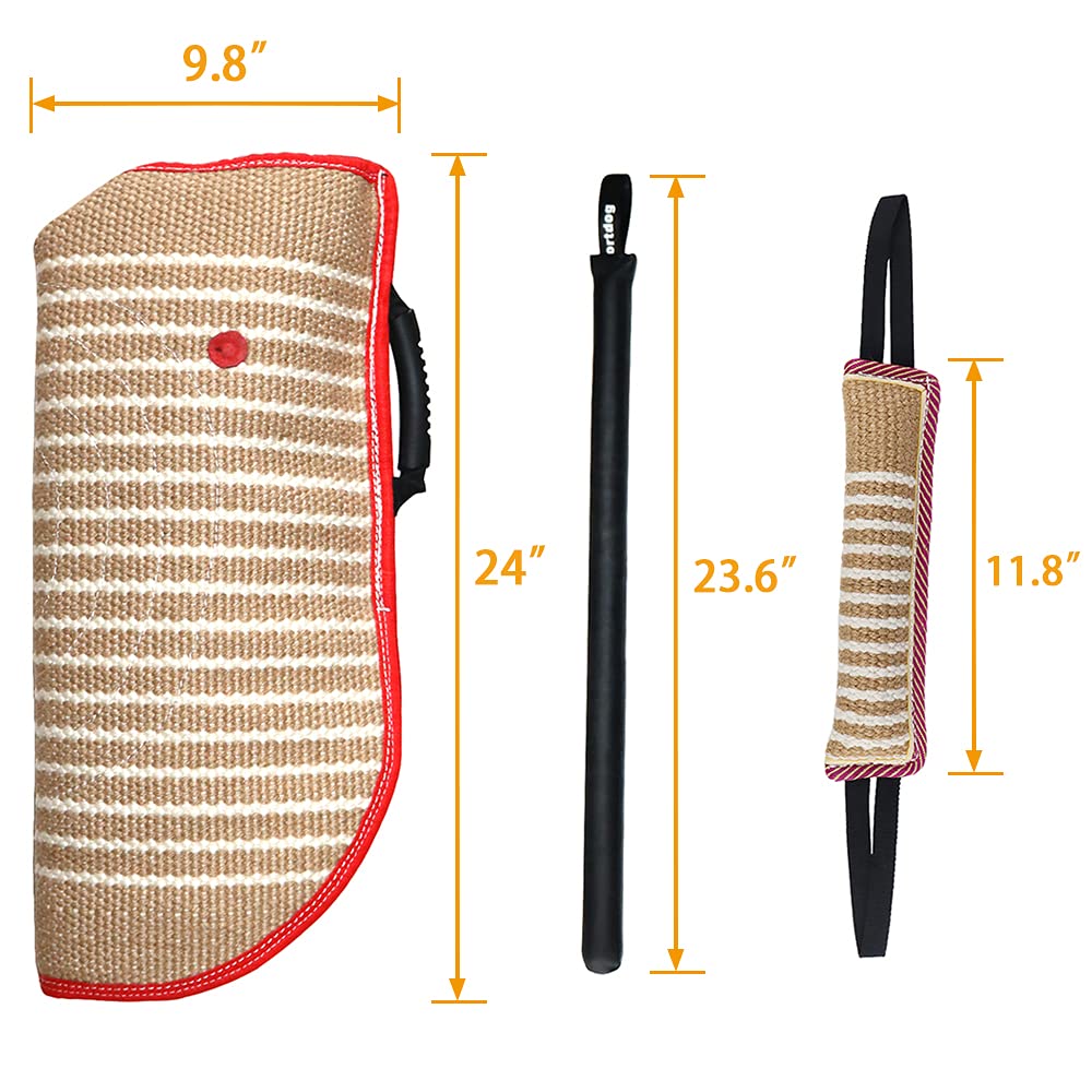 DGSL Dog Training Set - Dog Bite Sleeve, Pillow Tug Toy, Stick - Professional Training Equipment for Biting, Interactive, Fetch, K9, Puppy (Transverse Stripe)