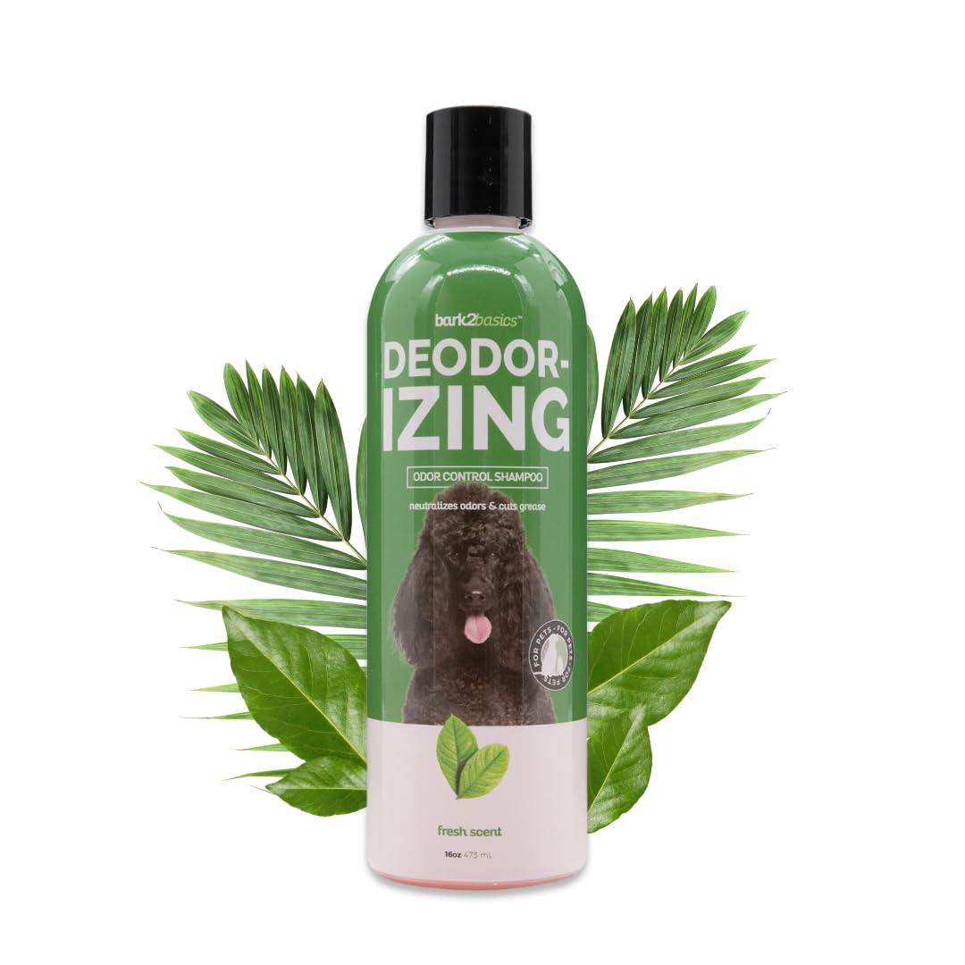 Bark2Basics Deodorizing Dog Shampoo, 16 oz - Powerful Odor Neutralizer Odortrol, Naturally Derived Ingredients, Eliminates Smelly Pet Odors, Professional