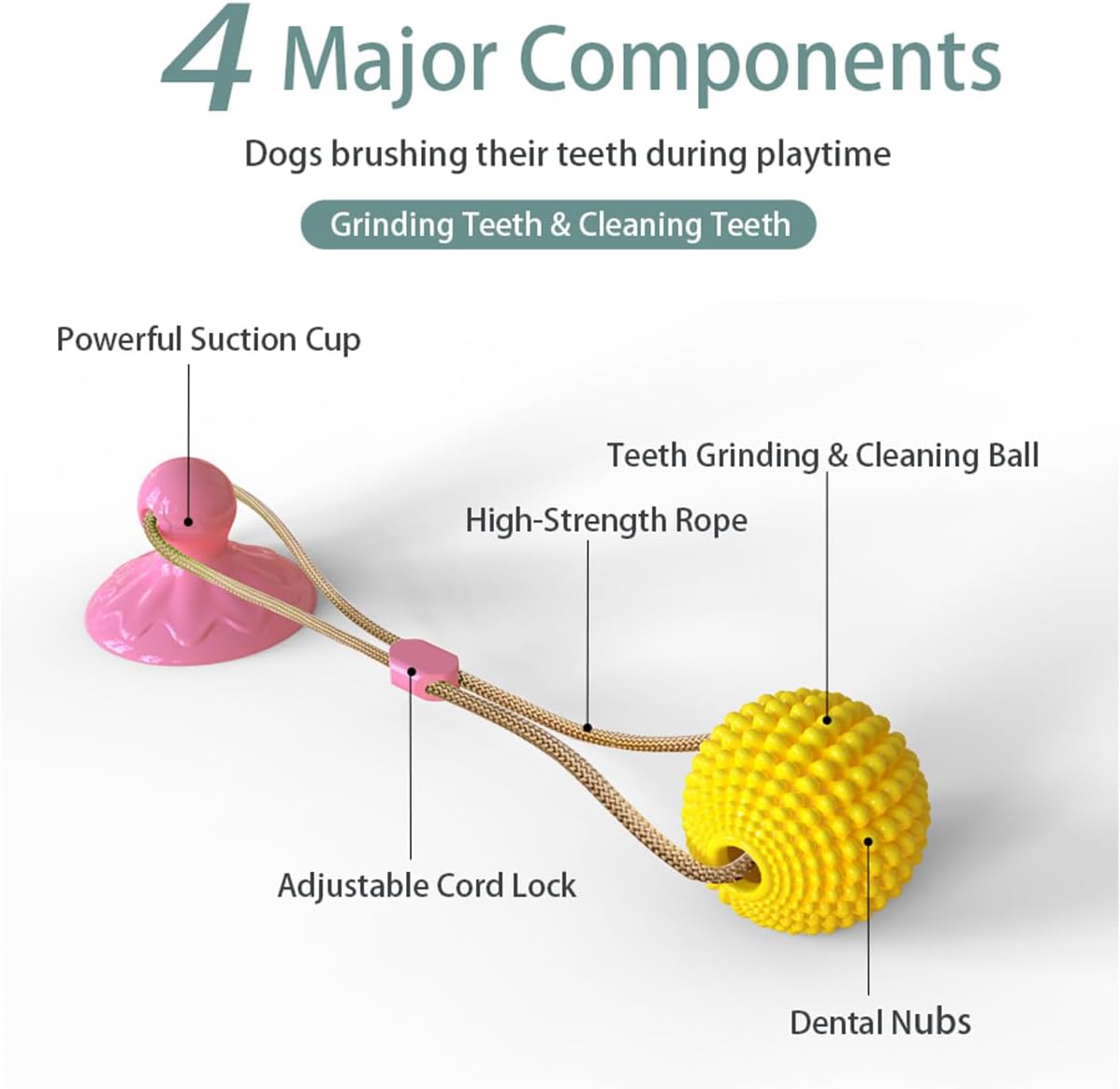 KITIVIALA Corn Ball Chew Toys for Aggressive chewers, Interactive Suction Cup Dog Tug of War Toys, Teething Rope Toys for Dog Boredom, Enrichment Teeth Cleaning for Medium Large Dogs (Pink)